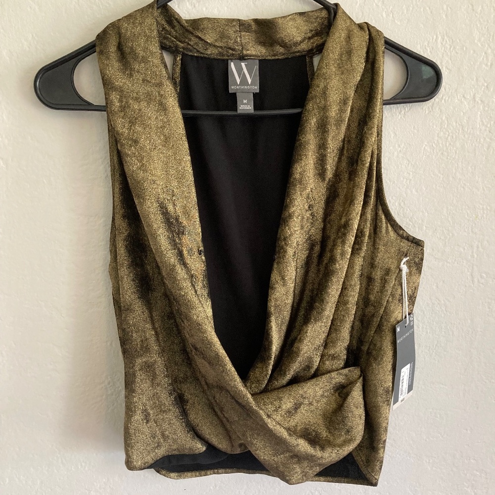 Worthington Black/Gold Metallic tank, NWT